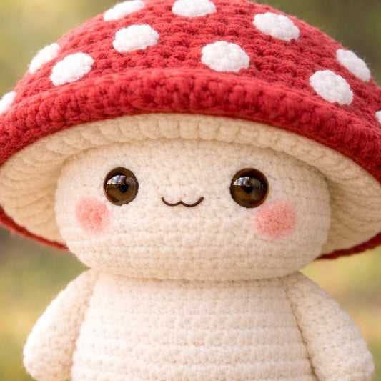 Mini-Mushy-Puppe Häkelanleitung, niedlicher Pilz, Amigurumi (PDF), anfängerfreundliches Plüschtier, Kawaii-Tierchenmuster