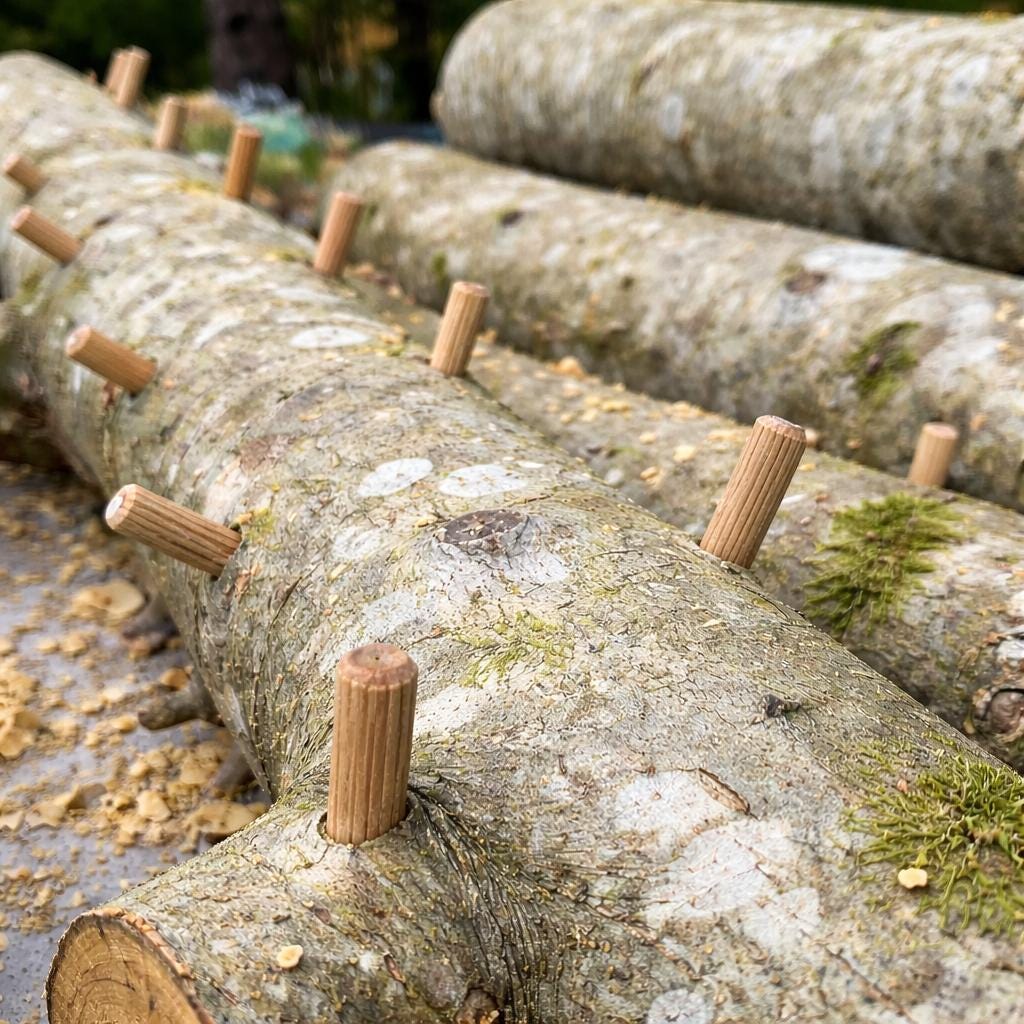 Pilzbrut für rosa Austernpilze, 200 Stück | Gourmet-Pilze selbst züchten | Impfset für Hartholzstämme
