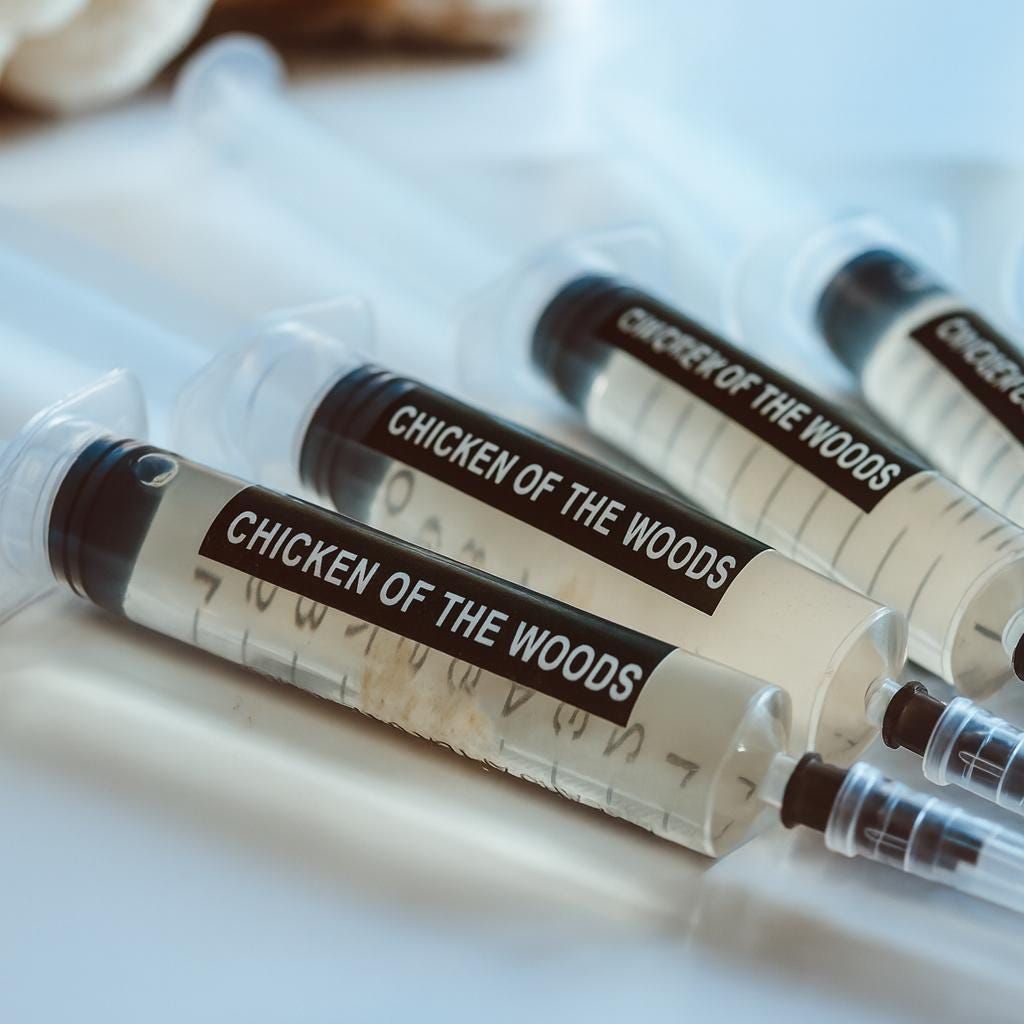 Schwefelporling (Laetiporus sulphureus) Flüssigkultur 10 x 10 ml | Gourmet-Pilzzuchtset für Anfänger – Pilzzucht für Zuhause