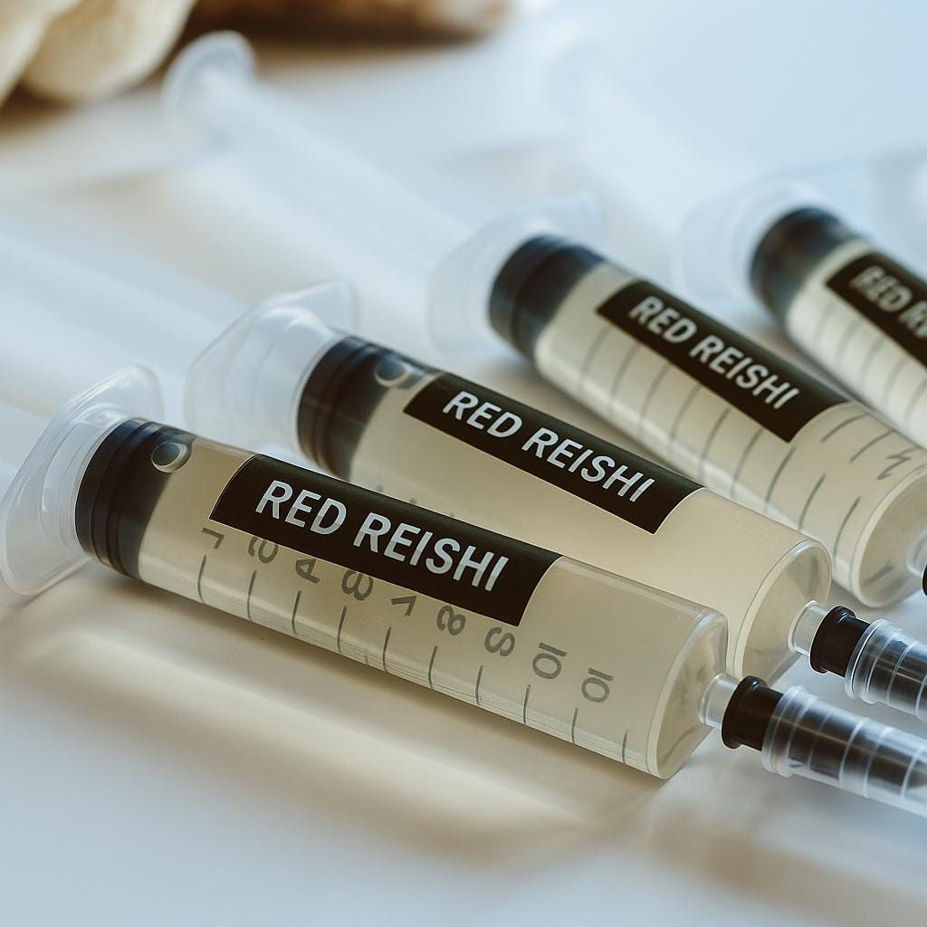 Roter Reishi-Flüssigkultur-Spritzen 5 x 10 ml | Ganoderma lucidum | Funktioneller Gourmet-Pilz