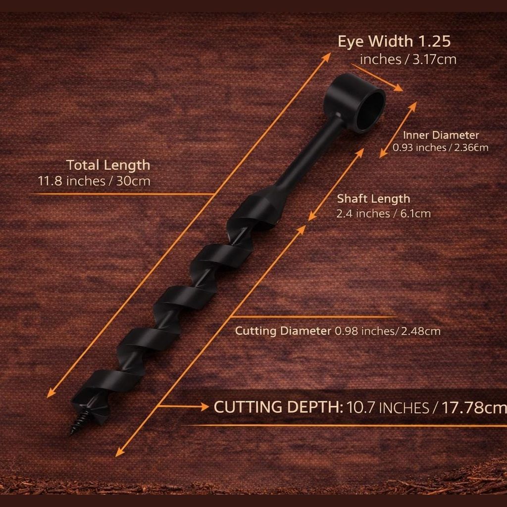 Handgefertigter Scotch Eye Erdbohrer – Bushcraft-Überlebens-Holzbohrer (23,6 mm/0,93 Zoll)