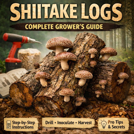 How to Grow Shiitake Mushrooms on Logs | Step-by-Step PDF Guide Fungi Beginner Home Mushroom Grow Guide Mycology Gardener Gift