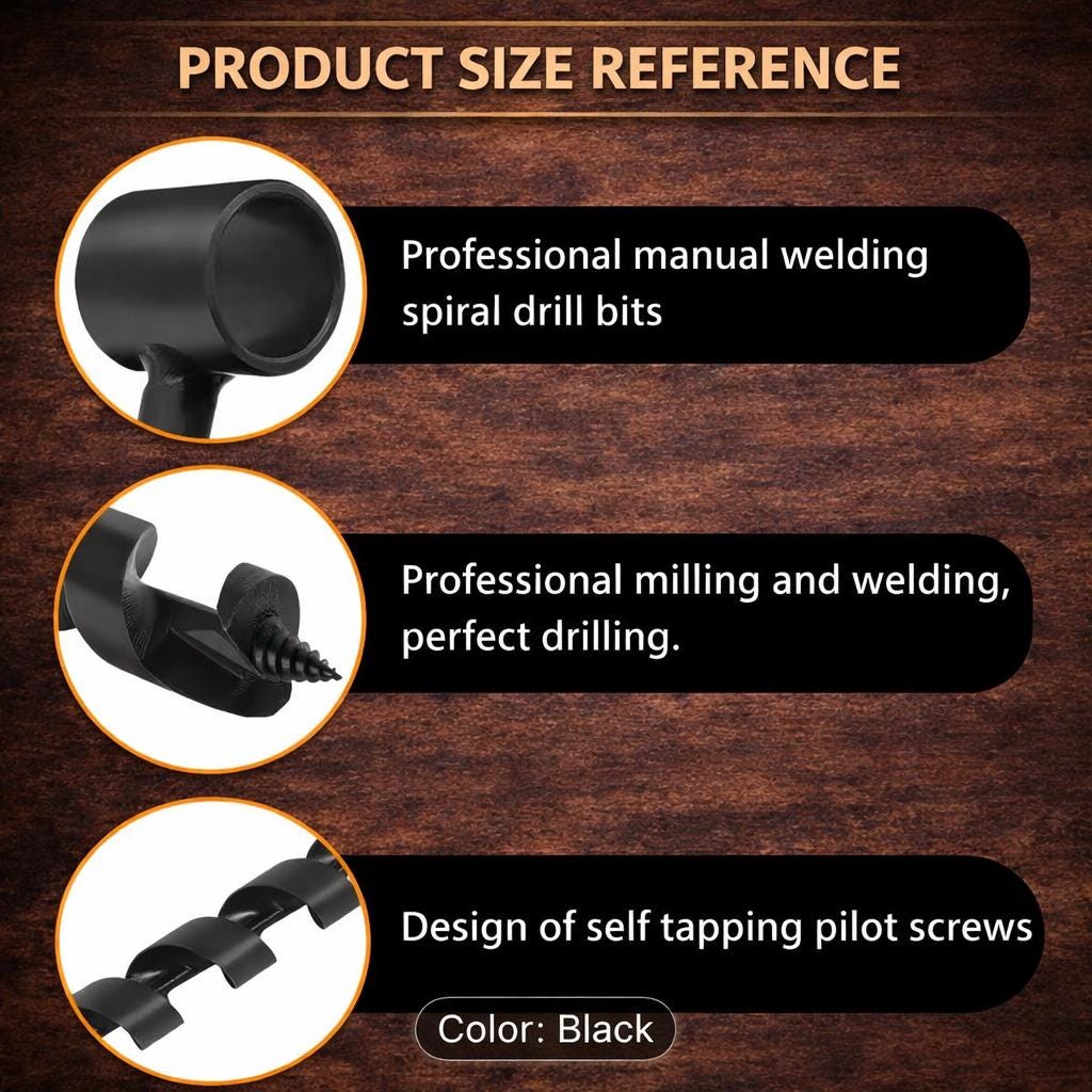 Handgefertigter Scotch Eye Erdbohrer – Bushcraft-Überlebens-Holzbohrer (23,6 mm/0,93 Zoll)