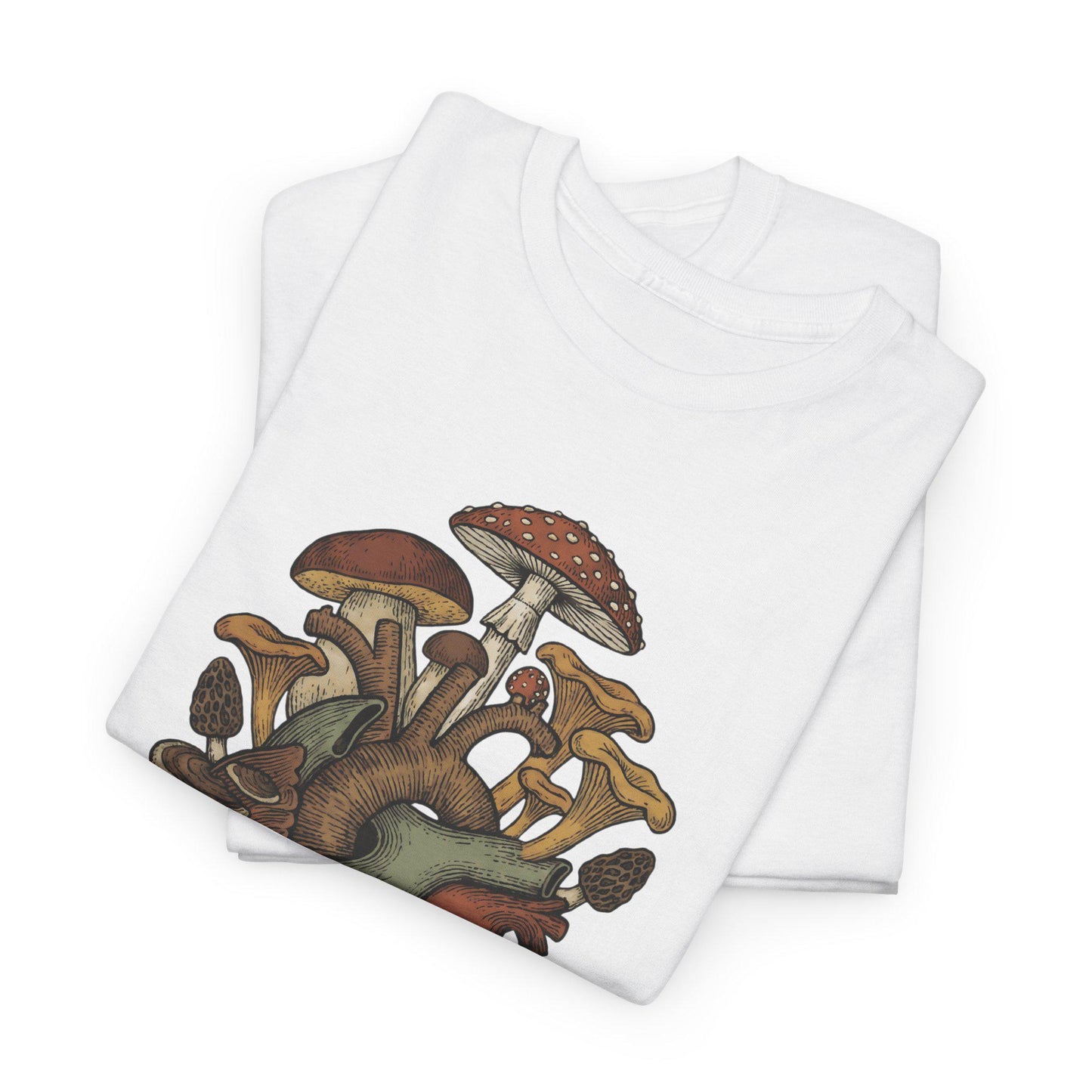 Anatomisches Herz-T-Shirt mit Pilzen | Botanische Pilzillustration, Zauberpilz-Shirt, Geschenk für Gärtner, Mykologie-Natur-Shirt