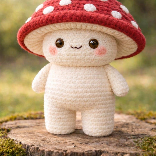 Mini-Mushy-Puppe Häkelanleitung, niedlicher Pilz, Amigurumi (PDF), anfängerfreundliches Plüschtier, Kawaii-Tierchenmuster
