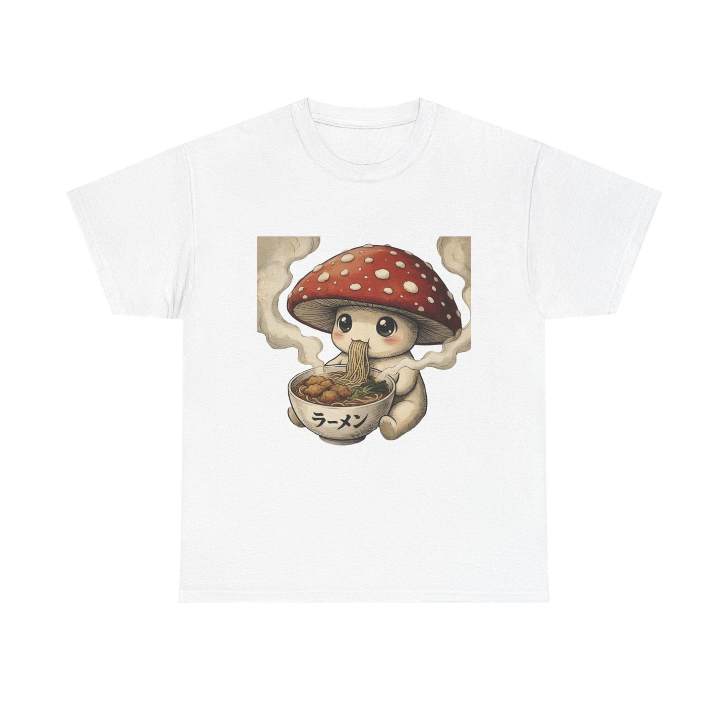 Kawaii-Pilz-Ramen-T-Shirt | Pilz-Motiv-T-Shirt, Zauberpilz-Shirt, Mykologie, Kawaii-Stil, gemütlicher Anime-Stil