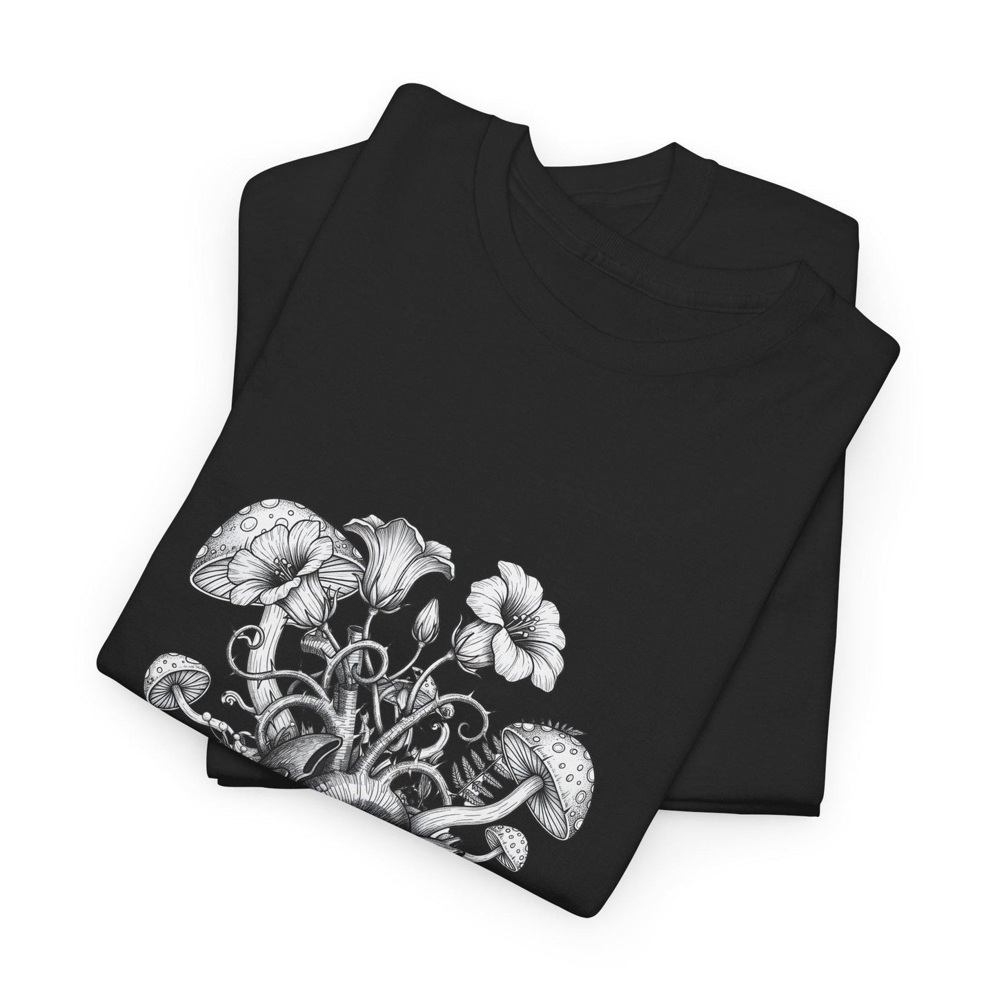 Anatomisches Herz mit Pilzen T-Shirt | Botanische Gothic-Illustration, Zauberpilze, Mykologie, Waldästhetik, Pilz-T-Shirt, Pilz-T-Shirt