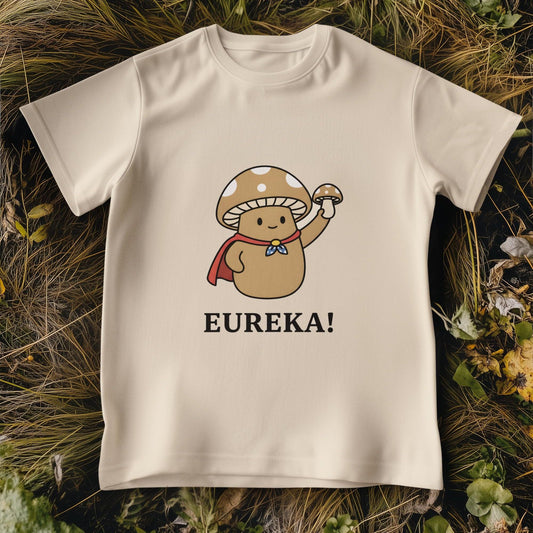 Eureka Mushroom T-Shirt – Niedliches, nerdiges Grafik-T-Shirt – Verspieltes Pilz-Shirt – Gemütliches, humorvolles Natur-Top – Unisex-Baumwoll-T-Shirt – Zauberpilz-T-Shirt